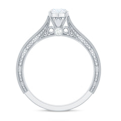 5x10mm Moissanite Marquise Engagement Ring with Leaf Engraved Shank