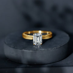 7x9mm Emerald Cut Certified Moissanite Vintage Inspired Engagement Ring