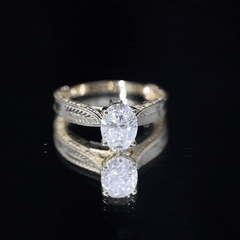6X8mm Oval Cut Moissanite Vintage Looking Engagement Ring