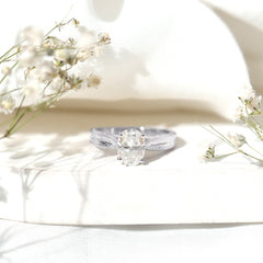 6X8mm Oval Cut Moissanite Vintage Looking Engagement Ring