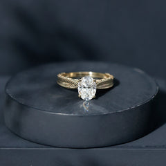 6X8mm Oval Cut Moissanite Vintage Looking Engagement Ring