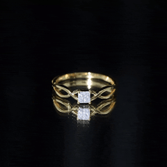 Princess Cut Moissanite Solitaire Crossover Ring for Women