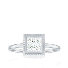 5mm Princess Cut Moissanite Solitaire Ring in Bezel Setting