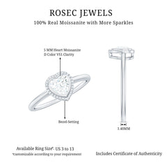 5mm Moissanite Heart Promise Ring in Bezel Setting