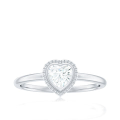 5mm Moissanite Heart Promise Ring in Bezel Setting