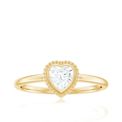 5mm Moissanite Heart Promise Ring in Bezel Setting
