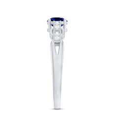 Certified 0.6 Carat Lab Grown Blue Sapphire Promise Ring with Diamond for Women
