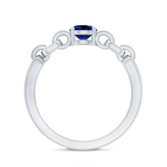 Certified 0.6 Carat Lab Grown Blue Sapphire Promise Ring with Diamond for Women