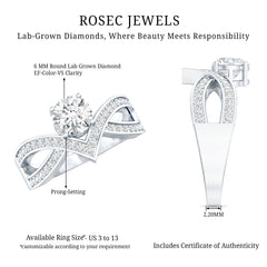 Certified Lab Grown Diamond Designer Solitaire Engagement Ring