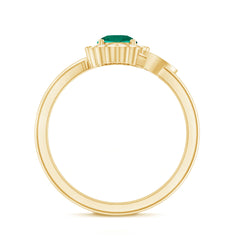 Nature Inspired Lab Grown Emerald Promise Ring with Diamond Halo
