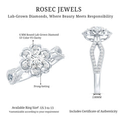 Nature Inspired Lab Grown Diamond Engagement Ring