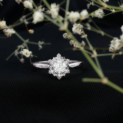 Certified Lab Grown Diamond Floral Engagement Ring for Women