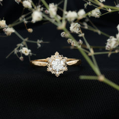 Certified Lab Grown Diamond Floral Engagement Ring for Women