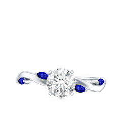 Certified Lab Grown Diamond Engagement Ring with Sapphire