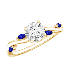 Certified Lab Grown Diamond Engagement Ring with Sapphire