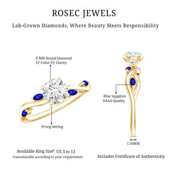 Certified Lab Grown Diamond Engagement Ring with Sapphire