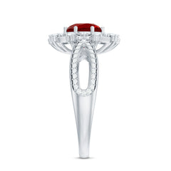Lab Grown Ruby and Diamond Antique Looking Engagement Ring For Women
