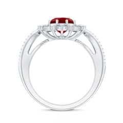 Lab Grown Ruby and Diamond Antique Looking Engagement Ring For Women