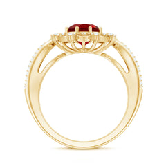Lab Grown Ruby and Diamond Antique Looking Engagement Ring For Women