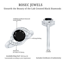 Lab Created Black Diamond Designer Ring With Diamond