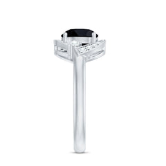 Lab Created Black Diamond Designer Ring With Diamond