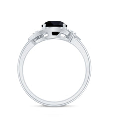 Lab Created Black Diamond Designer Ring With Diamond