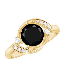 Lab Created Black Diamond Designer Ring With Diamond