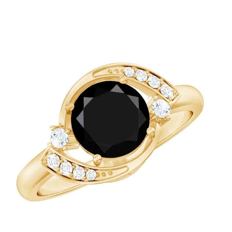 Lab Created Black Diamond Designer Ring With Diamond