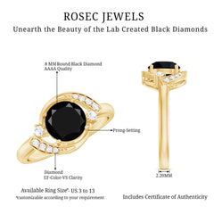 Lab Created Black Diamond Designer Ring With Diamond