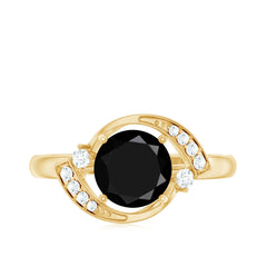 Lab Created Black Diamond Designer Ring With Diamond