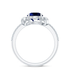 Nature Inspired 2.7 Carat Lab Grown Blue Sapphire Diamond Engagement  Ring