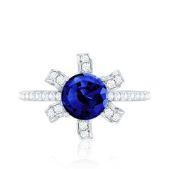 Nature Inspired 2.7 Carat Lab Grown Blue Sapphire Diamond Engagement  Ring