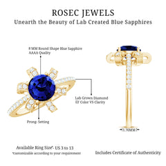 Nature Inspired 2.7 Carat Lab Grown Blue Sapphire Diamond Engagement  Ring