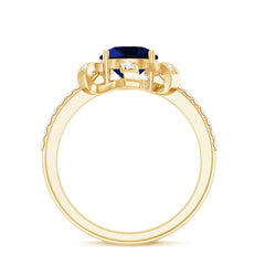 Nature Inspired 2.7 Carat Lab Grown Blue Sapphire Diamond Engagement  Ring