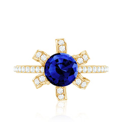 Nature Inspired 2.7 Carat Lab Grown Blue Sapphire Diamond Engagement  Ring