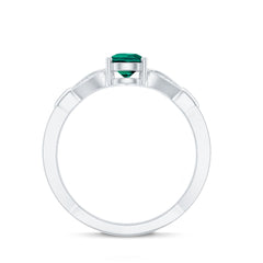 Pear Shape Lab Grown Emerald Teardrop Engagement Ring With Diamond