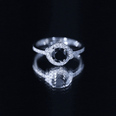 Lab Created Black Diamond Halo Ring