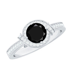 Lab Created Black Diamond Halo Ring