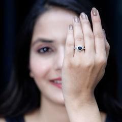 Lab Created Black Diamond Halo Ring