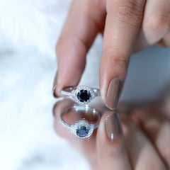 Lab Created Black Diamond Halo Ring