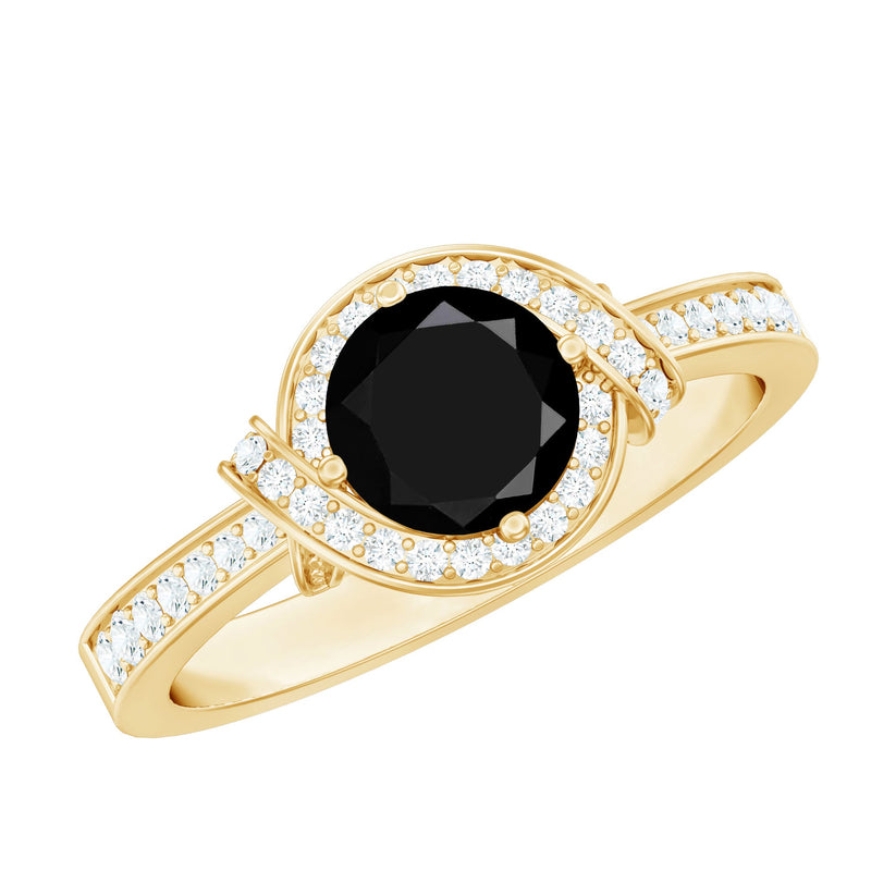 Lab Created Black Diamond Halo Ring