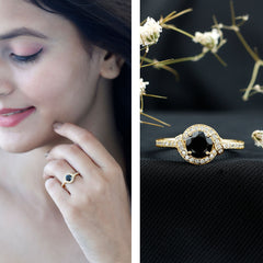 Lab Created Black Diamond Halo Ring