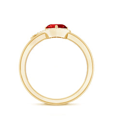 6 MM Lab Grown Ruby Heart Engagement Ring with Diamond Halo