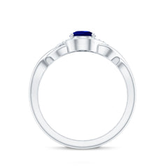 Certified 1.6 Carat Lab Grown Blue Sapphire Diamond Teardrop Engagement Ring with Crossover Shank
