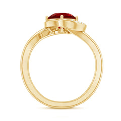 Certified 7MM Lab Created Ruby Engagement Ring with Diamond Half Halo