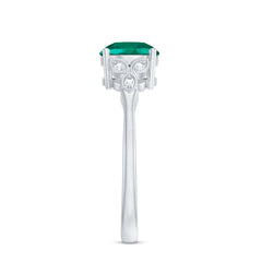 Lab Created Emerald Solitaire Engagement Ring With Diamond