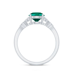 Lab Created Emerald Solitaire Engagement Ring With Diamond