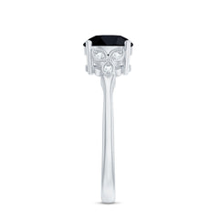 Solitaire Lab Grown Black Diamond Engagement Ring with Accent