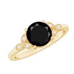 Solitaire Lab Grown Black Diamond Engagement Ring with Accent