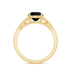 Solitaire Lab Grown Black Diamond Engagement Ring with Accent